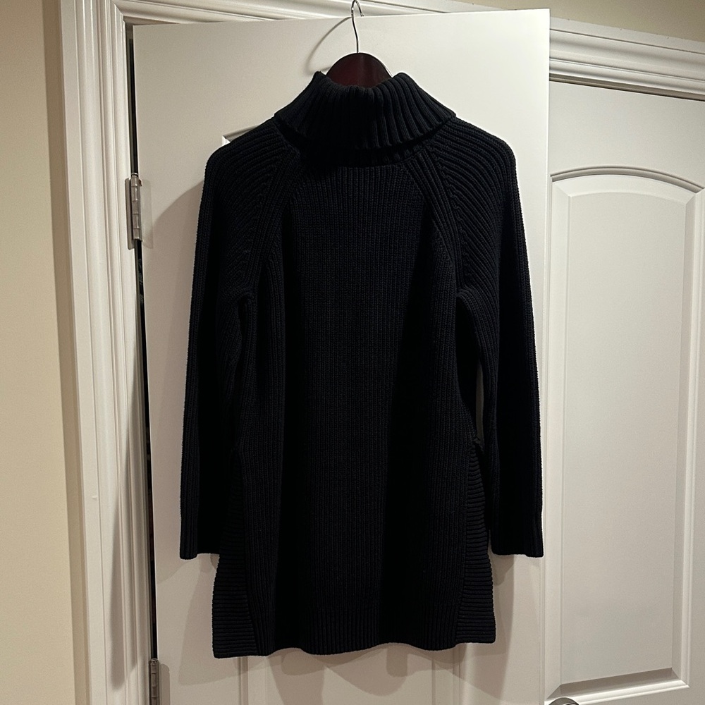 kate spade new york black knit turtleneck sweater tunic cotton cashmere blend